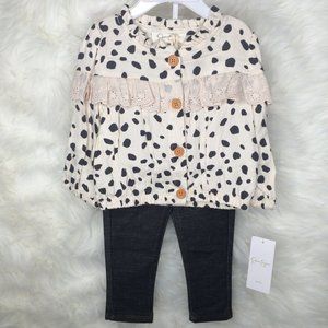Jessica Simpson Baby Blouse Top Pants Set 18 Months Dalmatian Dot